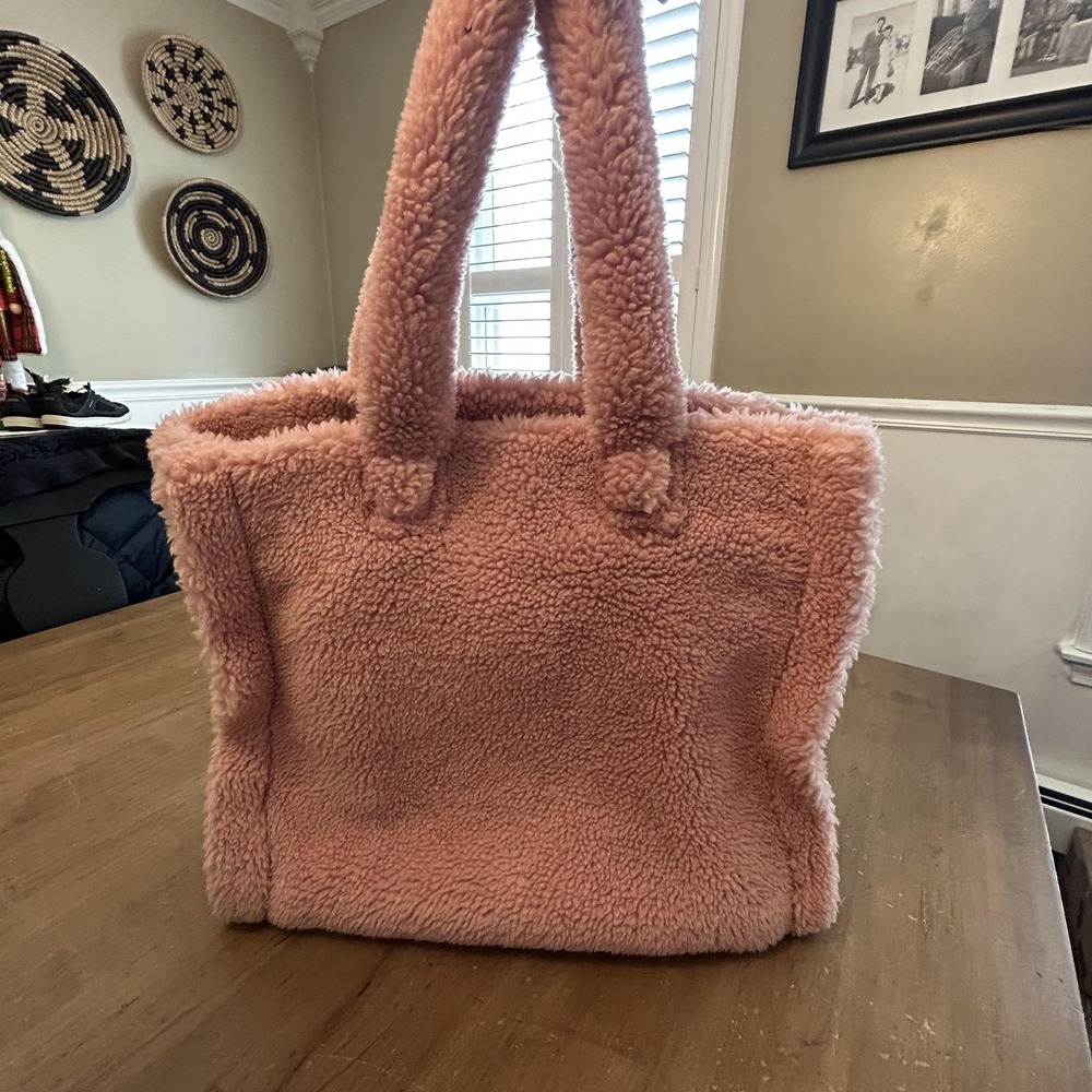 Stand Studio Lolita Tote Bag Womens Large Pink Faux Fur‎ Sherpa Shoulder Bag